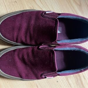Vans Skate Slip On Mens Size 9.5 Port Maroon Gum Suede Low Sneaker Shoes